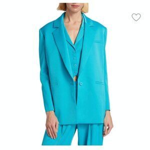 Alice + Olivia Shan Strong Shoulder Blazer Size 6 Blue